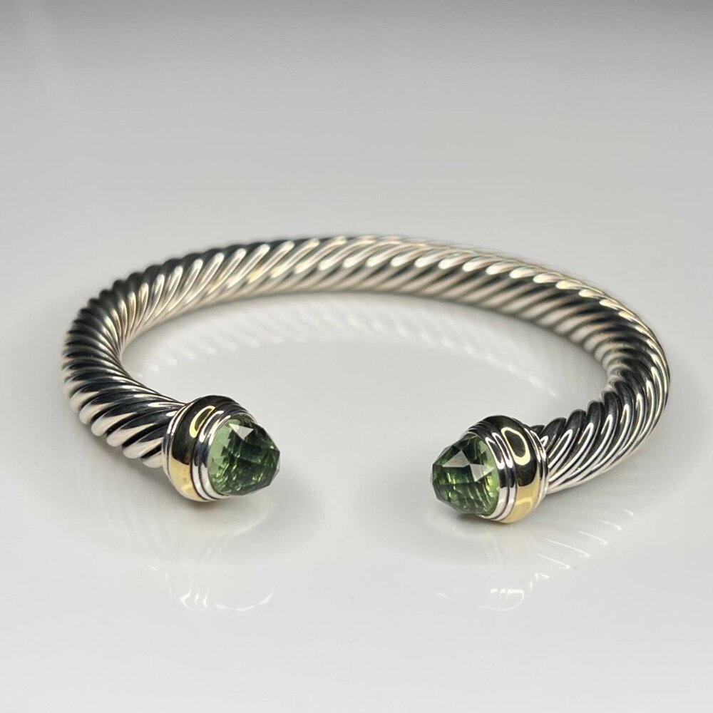 Authentic David Yurman 7mm Cable Bracelet Prasiolite and Gold Women's Bracelet